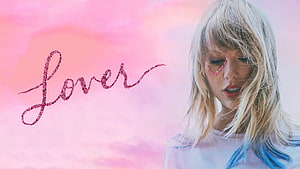 Taylor Swift Lover Album Cover Artwork With Glitter Script And Pastel Pink Sky HD wallpaper