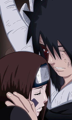 Obito and Rin Sharingan Embrace Anime Scene HD phone wallpaper