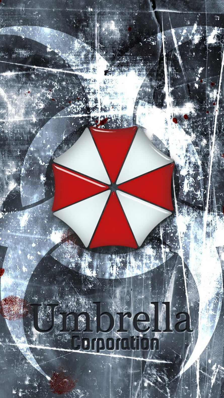 Resident Evil Umbrella Corporation Logo on Grungy Distressed Background HD phone wallpaper