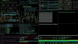 Dark Terminal Interface with Green Code and System Logs on Black Background HD wallpaper