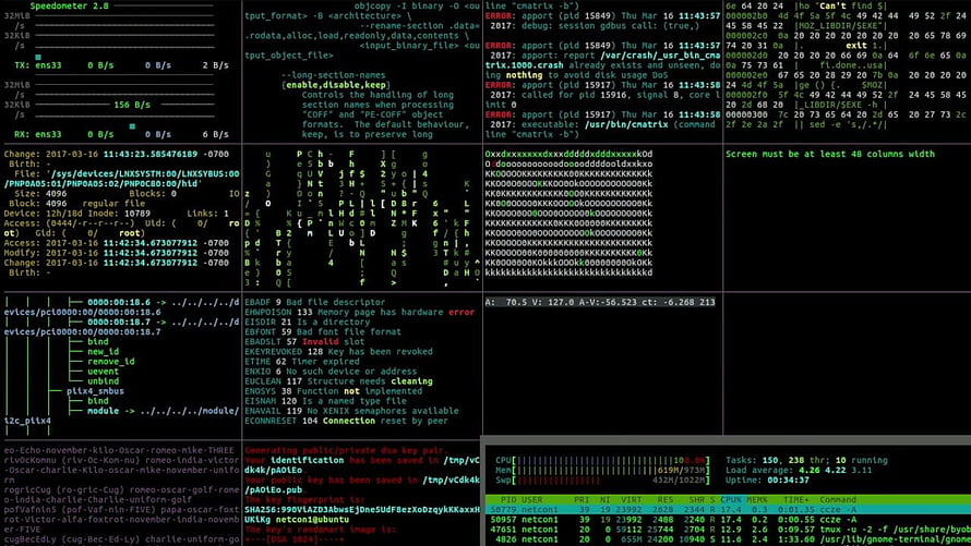 Dark Terminal Interface with Green Code and System Logs on Black Background HD wallpaper