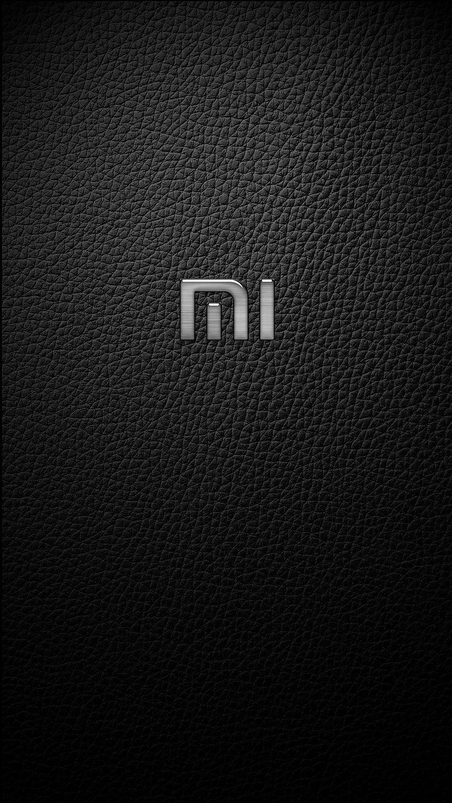 Xiaomi Logo on Black Leather Texture Background HD phone wallpaper