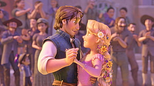 Flynn Rider and Rapunzel Dancing Together in Tangled HD wallpaper