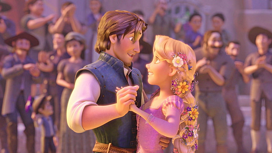 Flynn Rider and Rapunzel Dancing Together in Tangled HD wallpaper