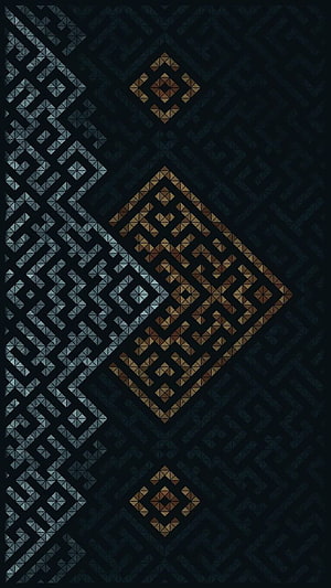 Geometric Mosaic Pattern with Silver and Gold Diamond Shapes on Dark Background HD phone wallpaper