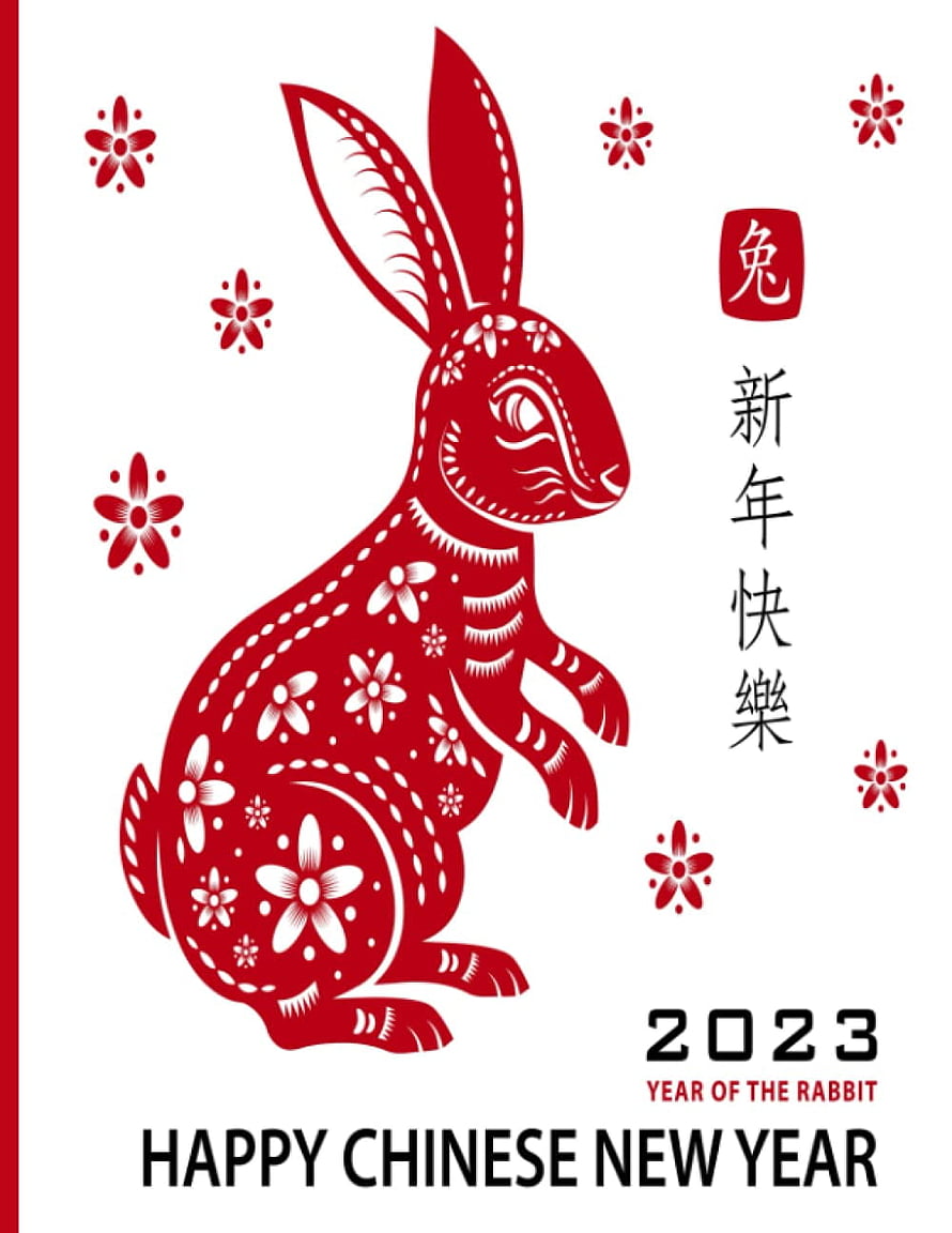 Red Paper Cut Rabbit Illustration for Chinese New Year 2023 Celebration HD phone wallpaper