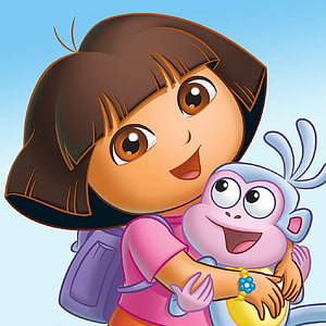 Dora the Explorer and Boots the Monkey in a Cheerful Cartoon Illustration HD phone wallpaper