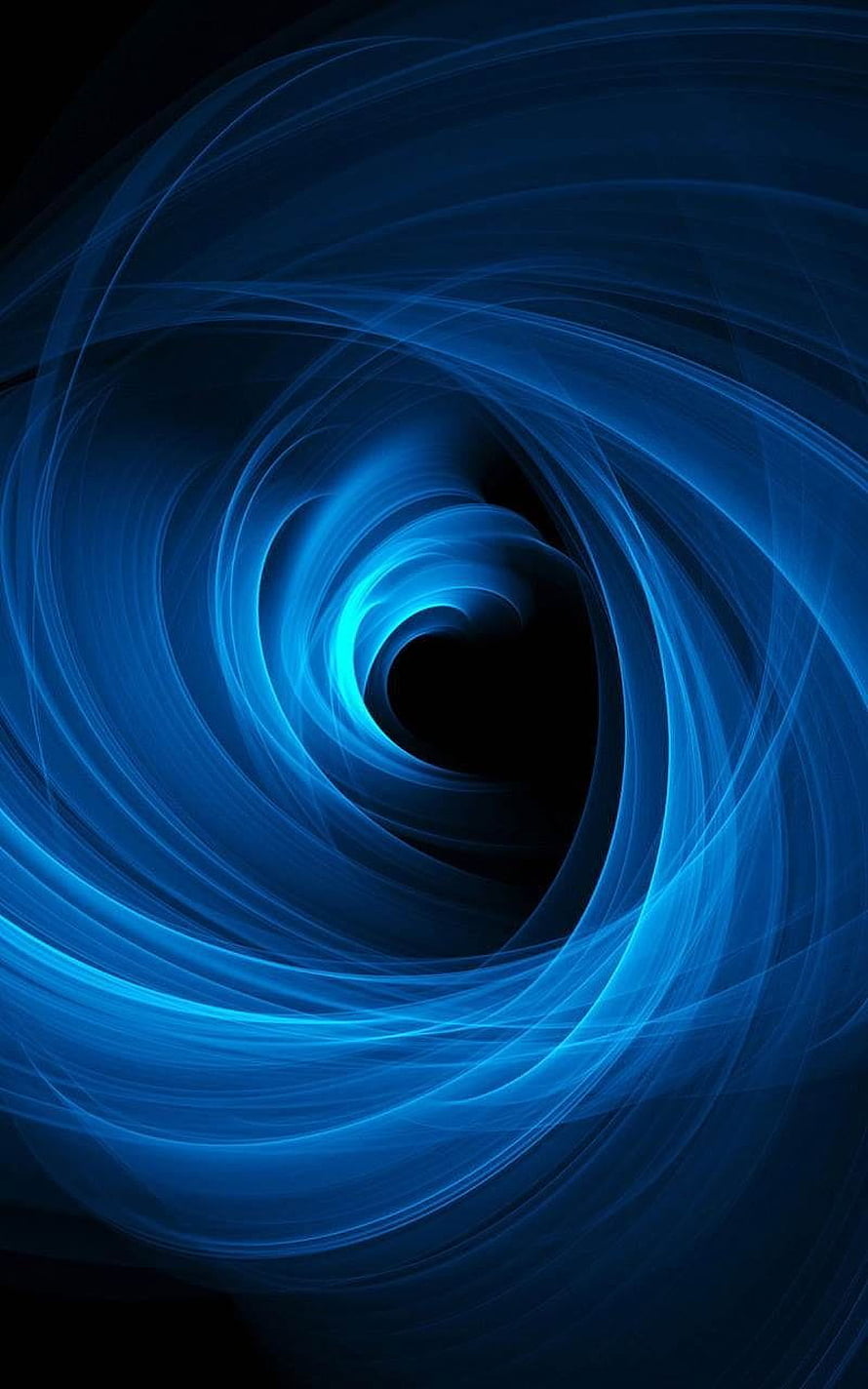 Abstract Blue Light Spiral Vortex on Black Background HD phone wallpaper