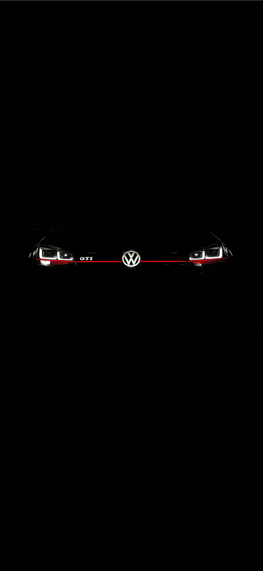 Volkswagen Golf GTI Front Grille with LED Headlights and Red Accent Line in Dark Setting HD phone wallpaper