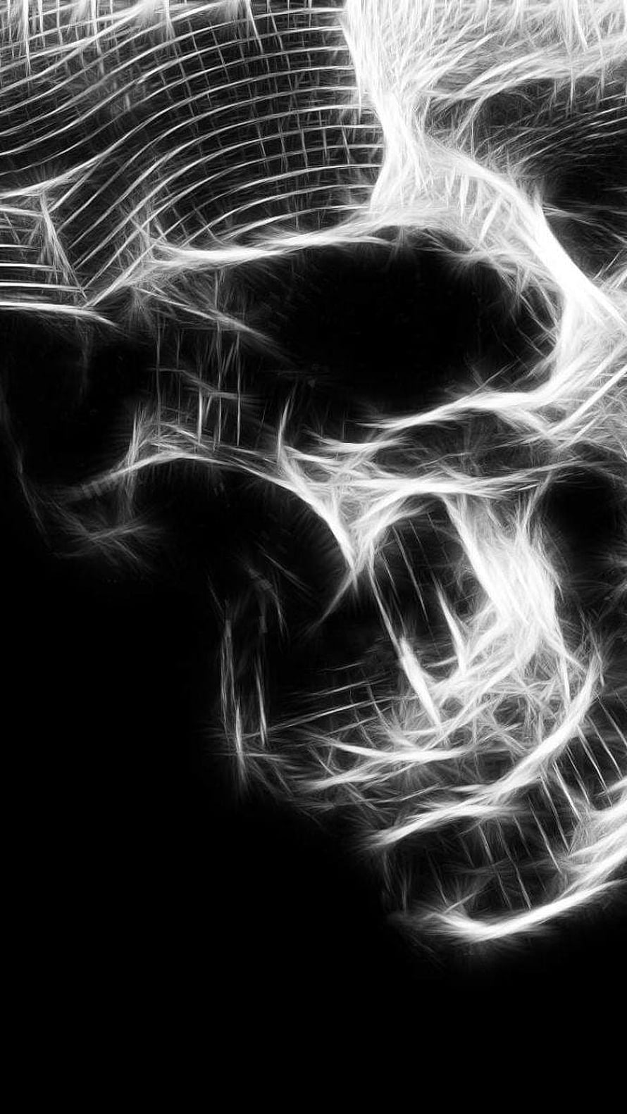 Abstract White Fiber Network on Black Background Minimalist Digital Art HD phone wallpaper