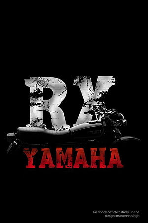 Yamaha RX100 Motorcycle Graphic Art with Distressed Typography on Black Background HD phone wallpaper