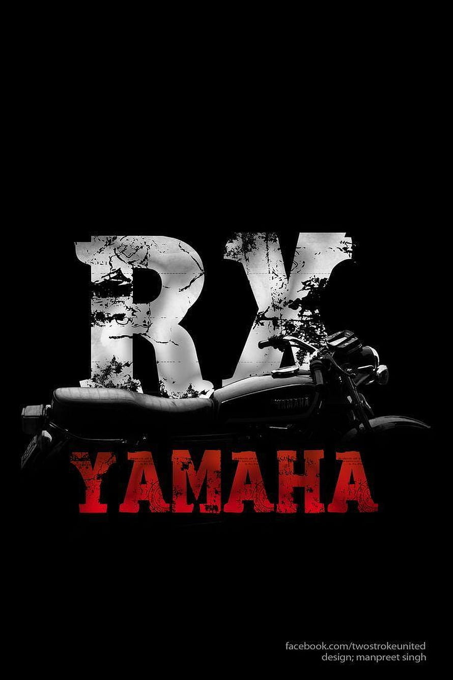 Yamaha RX100 Motorcycle Graphic Art with Distressed Typography on Black Background HD phone wallpaper
