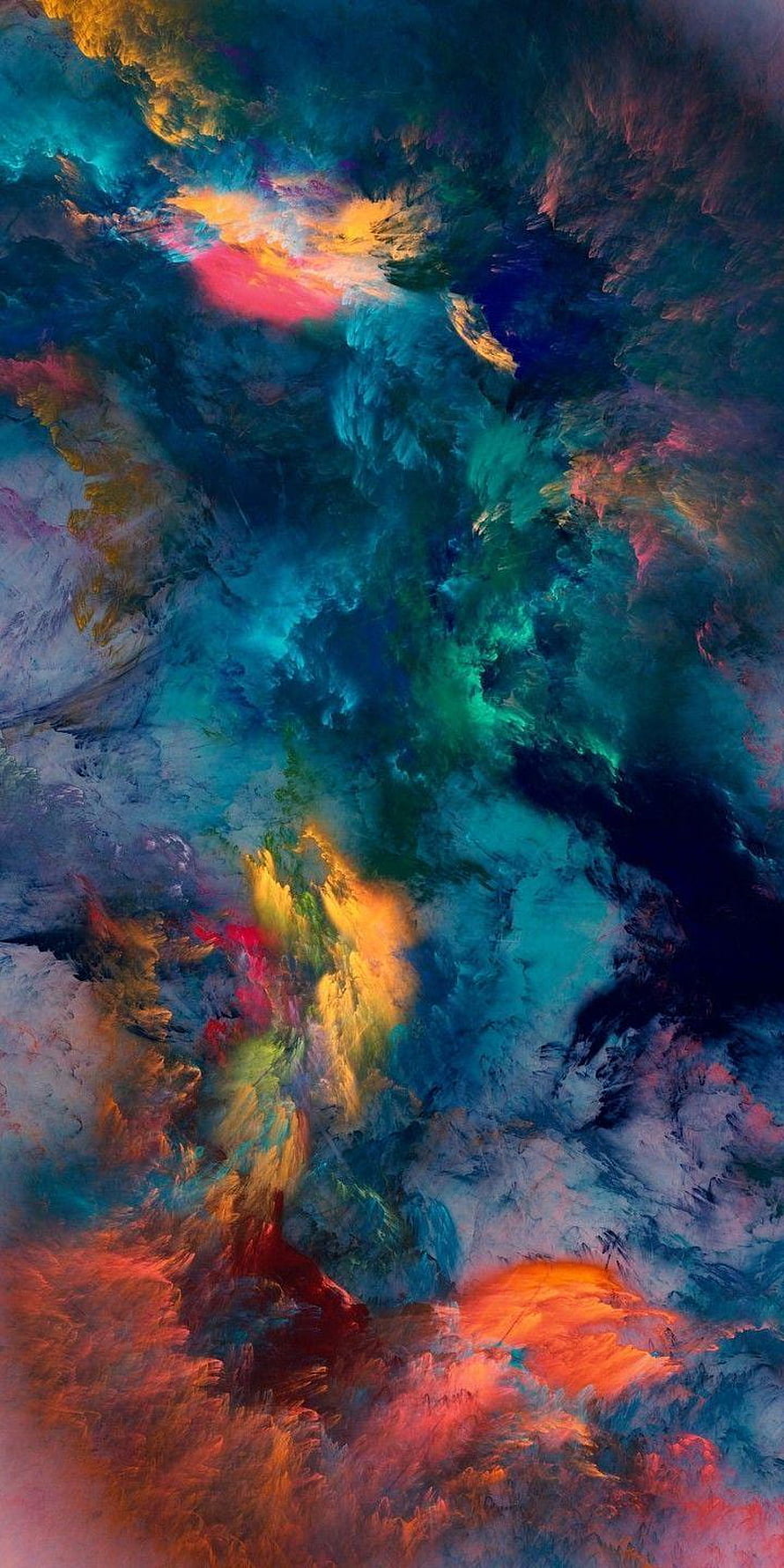 Vibrant Abstract Fluid Art with Swirling Teal, Orange, and Pink Hues HD phone wallpaper