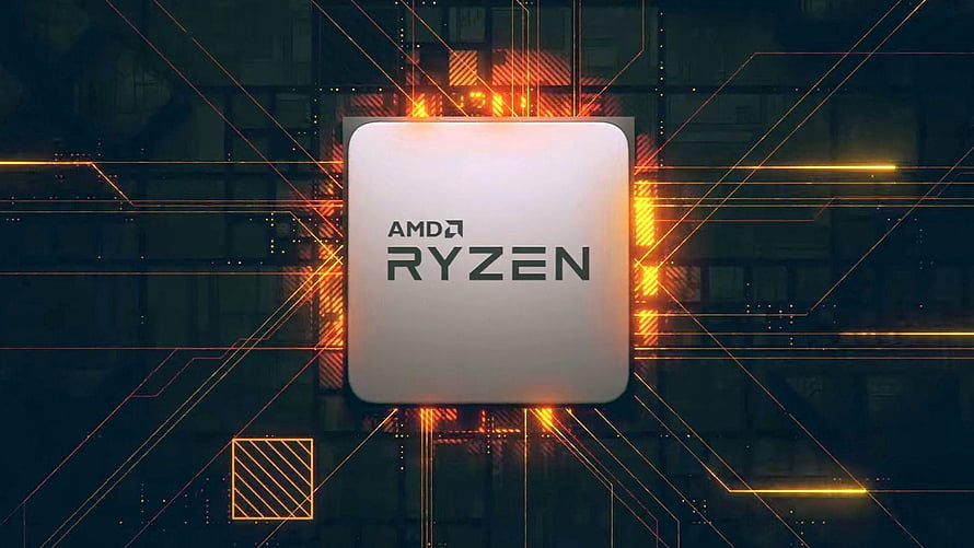 AMD Ryzen Processor Chip with Glowing Circuit Board Background HD wallpaper