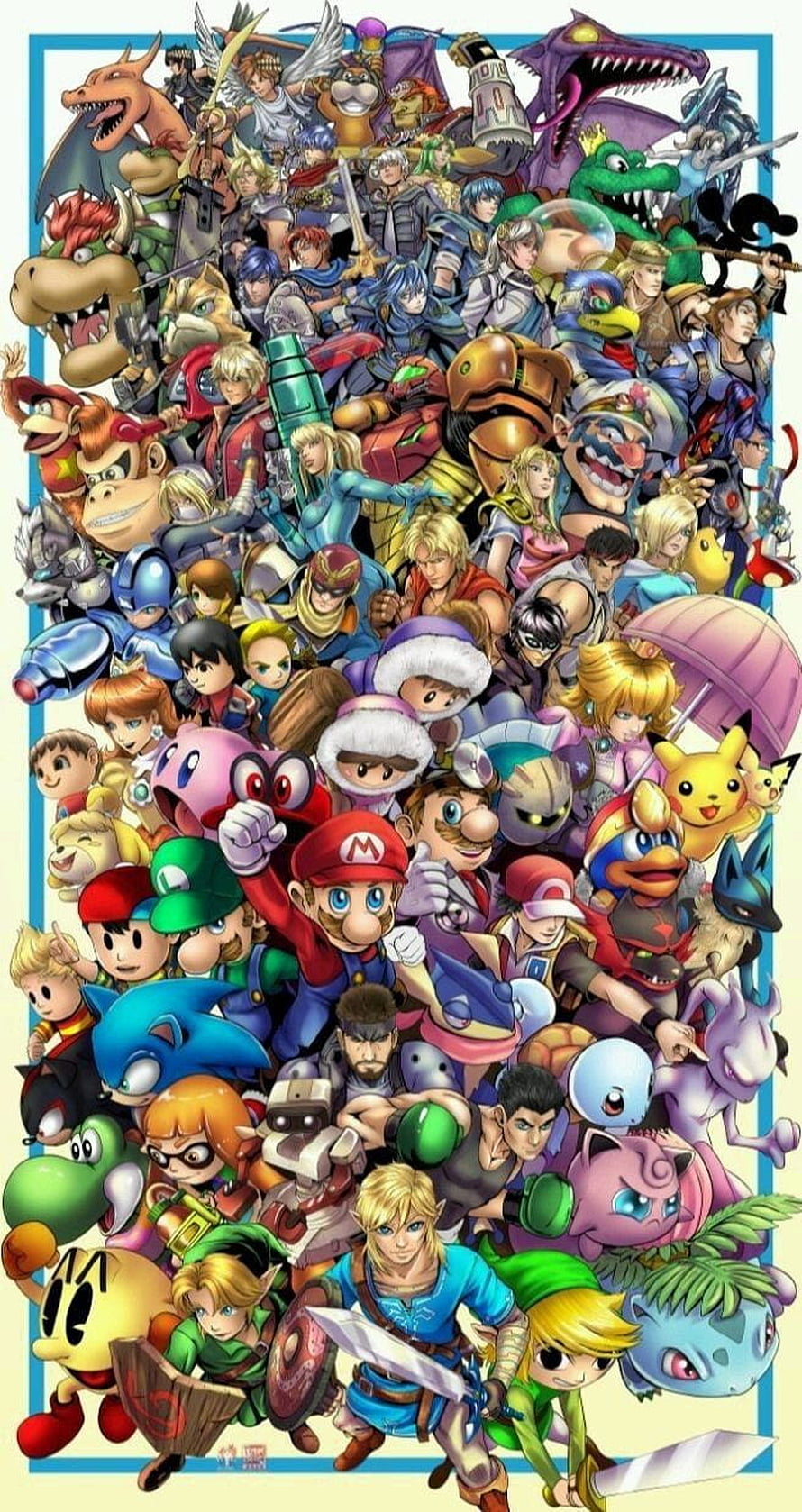 Massive Nintendo Character Collage Featuring Mario, Zelda, Sonic, and Pokemon HD phone wallpaper