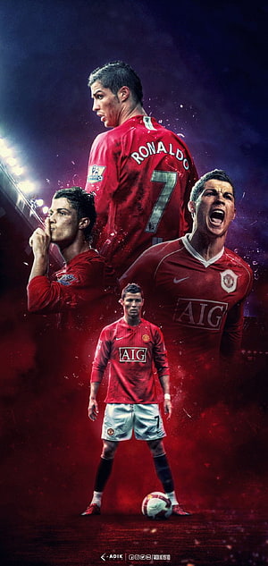 Cristiano Ronaldo Manchester United Red Kit Composite Portrait HD phone wallpaper