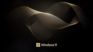 Windows 11 Dark Mode Abstract Gold Wave Line Art Desktop Background HD wallpaper