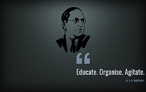 Dr. B. R. Ambedkar Silhouette Portrait with Educate Organise Agitate Quote HD wallpaper