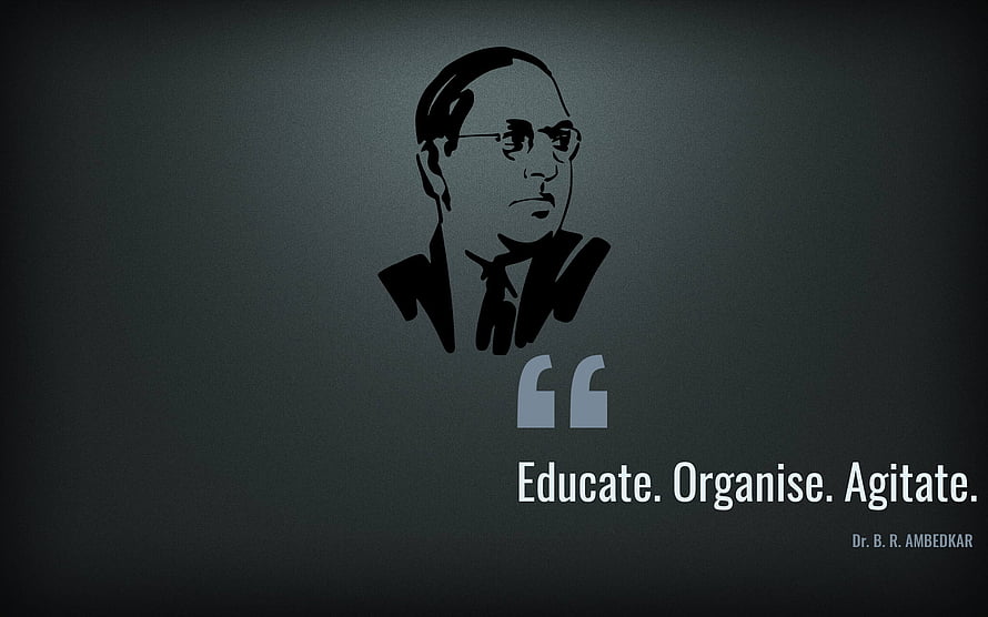 Dr. B. R. Ambedkar Silhouette Portrait with Educate Organise Agitate Quote HD wallpaper