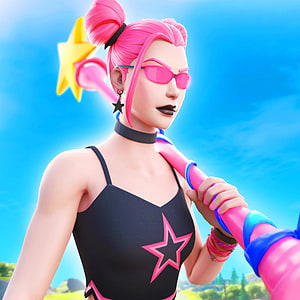 Fortnite Pink Hair Character with Star Earring and Wand HD phone wallpaper