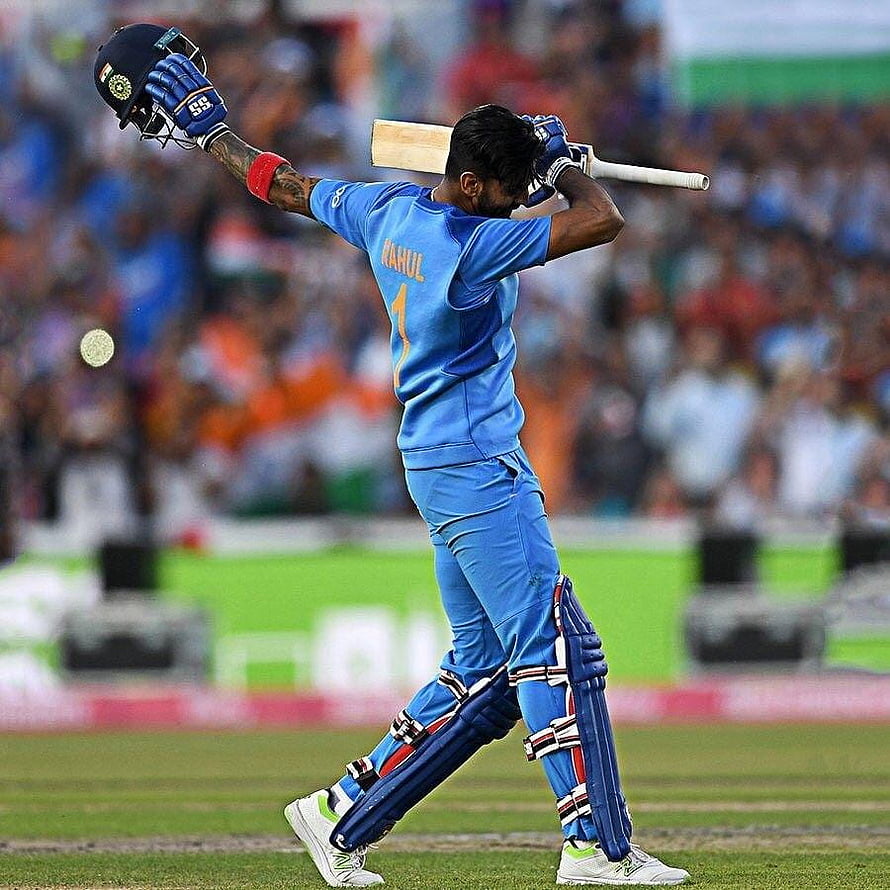 KL Rahul Celebrating a Century in Indian Cricket Blue Jersey HD phone wallpaper