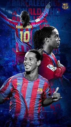 Ronaldinho Barcelona Legend Collage Wallpaper HD phone wallpaper