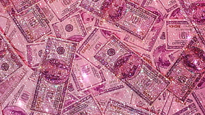 Sparkling Pink Dollar Bills With Glittery Bling Effect HD wallpaper