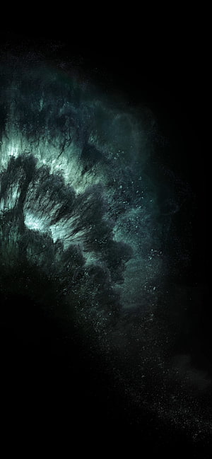 Dark Cosmic Nebula with Teal and Cyan Gas Clouds in Deep Space HD phone wallpaper