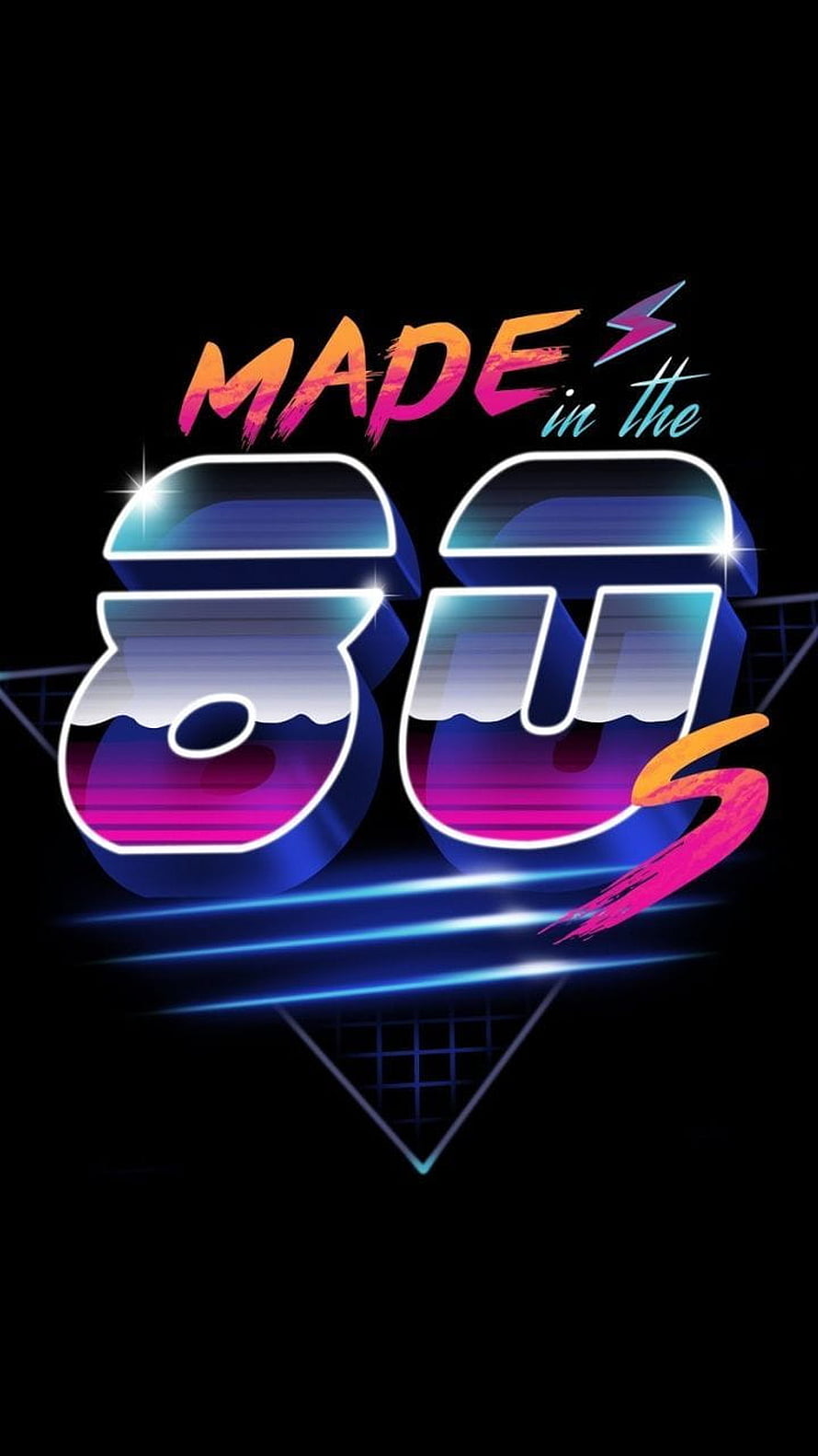 Retro 80s Synthwave Typography with Neon Gradient and Grid Horizon HD phone wallpaper