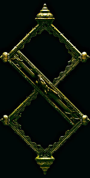 Blasphemous Golden Cross Emblem on Black Background HD phone wallpaper