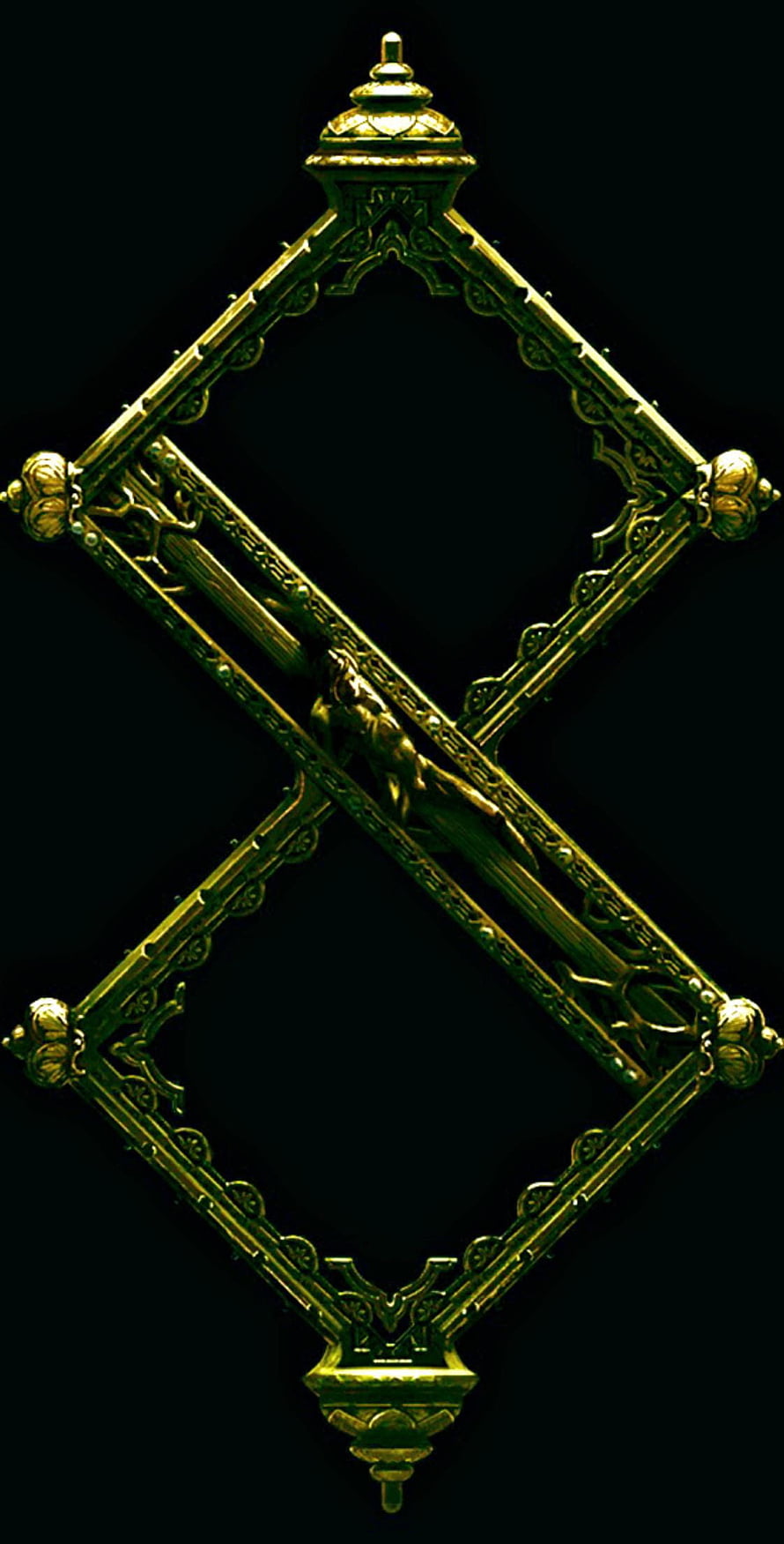 Blasphemous Golden Cross Emblem on Black Background HD phone wallpaper
