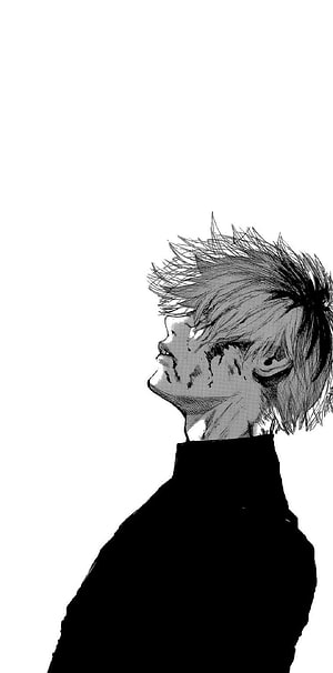 Ken Kaneki Manga Profile Illustration in Black and White HD phone wallpaper