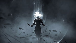 Goku Super Saiyan Silhouette in Dark Stormy Anime Artwork HD wallpaper
