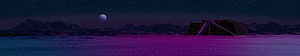 Retro Synthwave Desert Landscape with Neon Pyramid and Moonlit Night Sky HD wallpaper