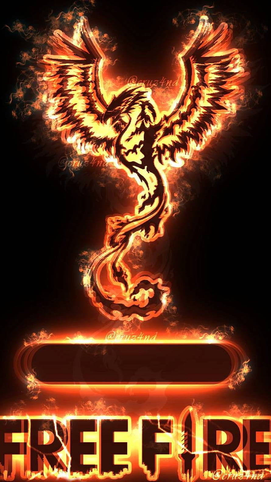 Free Fire Phoenix Emblem with Fiery Wings and Glowing Text on Black Background HD phone wallpaper