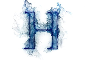 Elegant Letter H Formed by Swirling Blue Ink in Water HD wallpaper