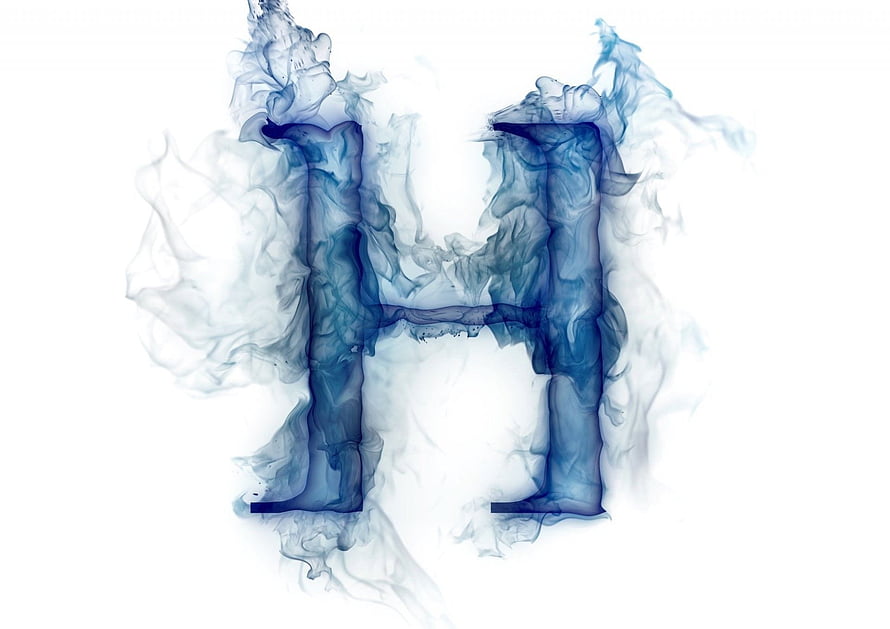 Elegant Letter H Formed by Swirling Blue Ink in Water HD wallpaper