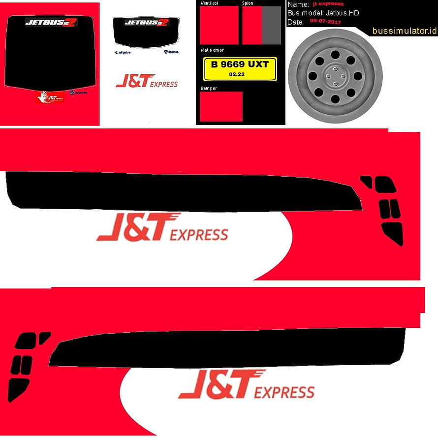 J&T Express Bus Livery Design for Bus Simulator Indonesia HD phone wallpaper