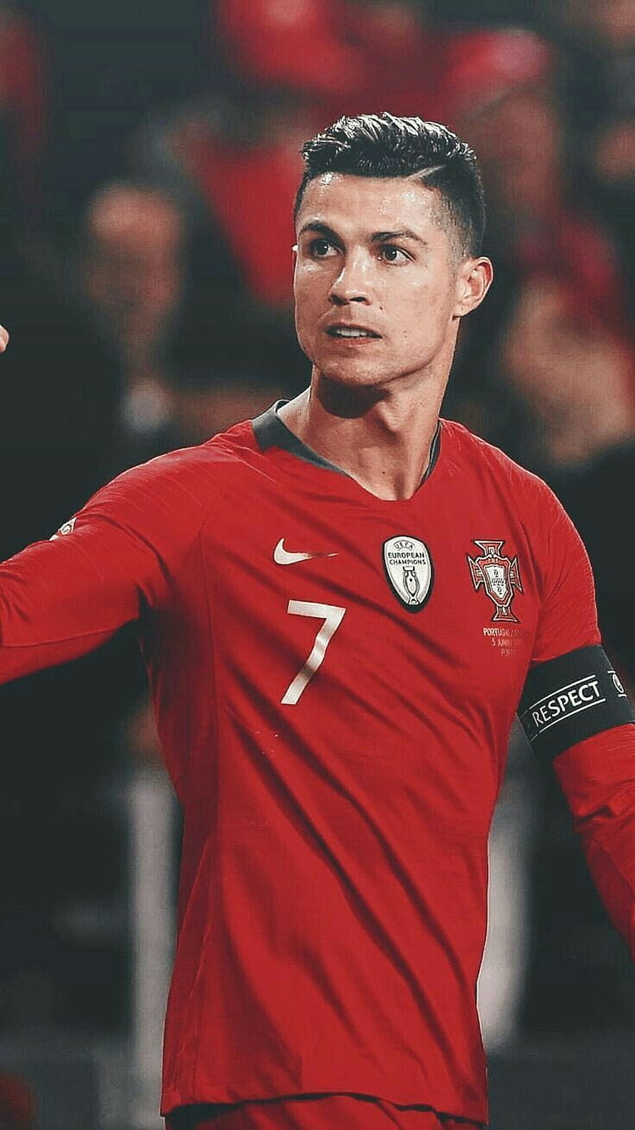 Cristiano Ronaldo in Portugal National Team Red Jersey Number 7 HD phone wallpaper