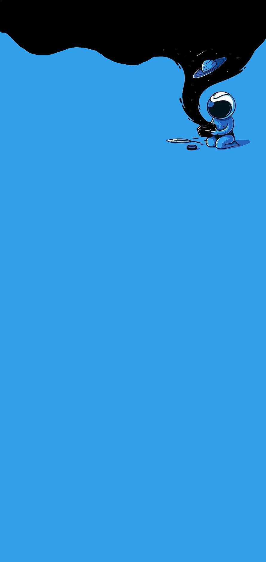 Minimalist Astronaut Painting Space Scene on Blue Background HD phone wallpaper