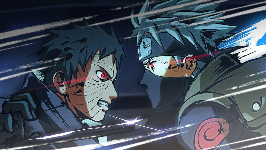 Naruto Shippuden Anime Face-Off: Intense Confrontation Between Rivals in Dynamic Action Scene HD wallpaper