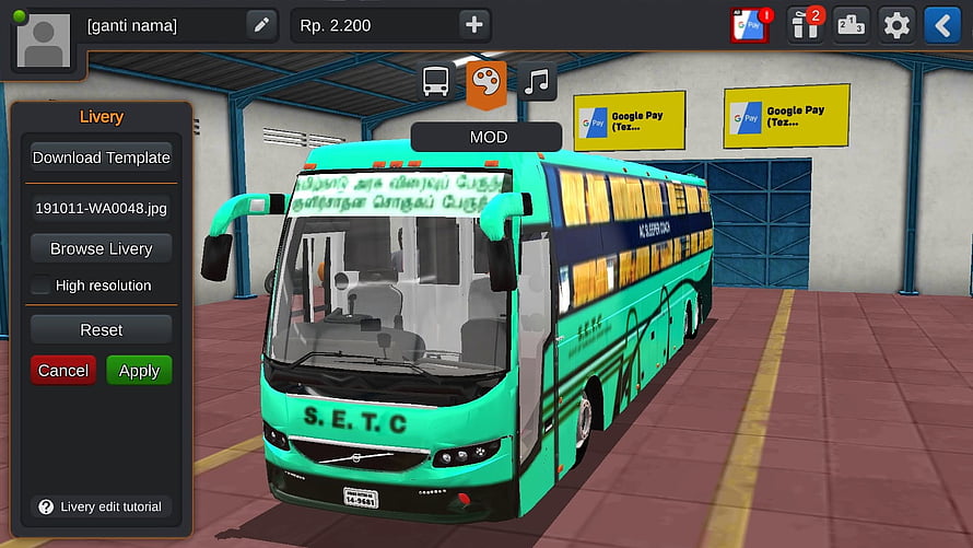 Bus Simulator Indonesia MOD Livery Editor with Custom Green Coach HD wallpaper