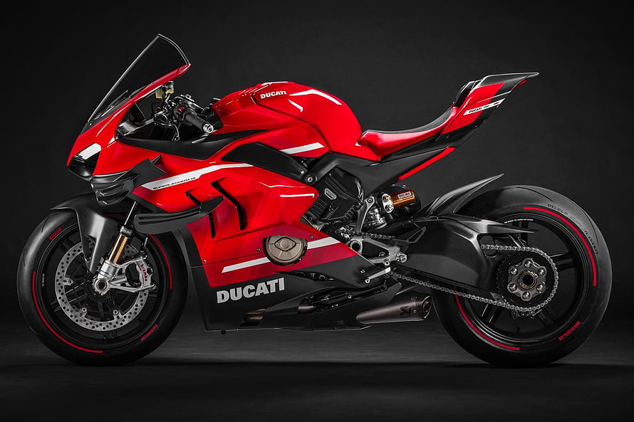 Ducati Panigale V4 Superleggera Red and Black Sportbike Studio Profile HD wallpaper