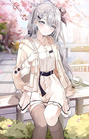 Vestia Zeta Anime Girl in Pastel Outfit Under Cherry Blossoms HD phone wallpaper