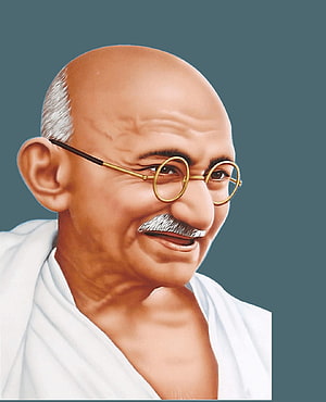 Mahatma Gandhi Portrait Illustration in White Dhoti with Round Glasses HD phone wallpaper