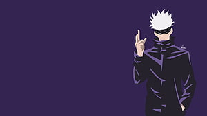 Gojo Satoru Minimalist Anime Illustration on Deep Purple Background HD wallpaper