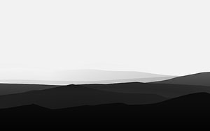 Minimalist Black and White Mountain Landscape with Layered Silhouettes HD wallpaper