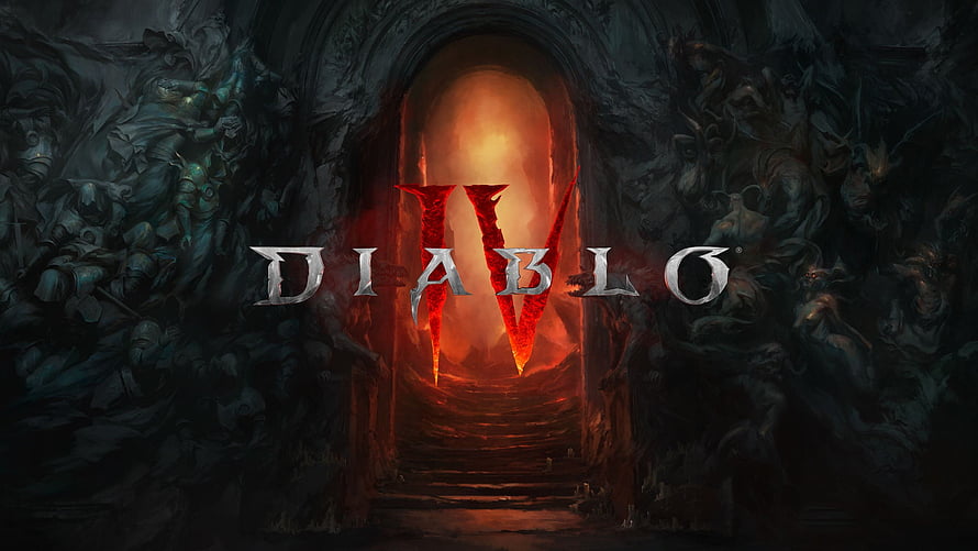 Diablo IV Dark Fantasy Key Art Featuring Glowing Red Roman Numeral and Ornate Stone Archway HD wallpaper