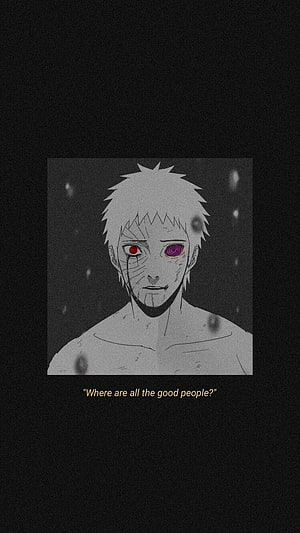 Obito Uchiha Anime Portrait with Rinnegan and Sharingan Eyes on Dark Background HD phone wallpaper
