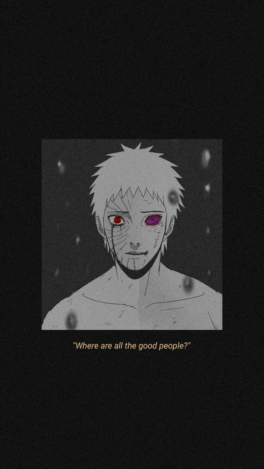 Obito Uchiha Anime Portrait with Rinnegan and Sharingan Eyes on Dark Background HD phone wallpaper